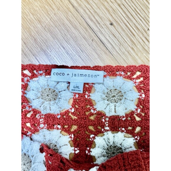 Coco + Jaimeson Women's Crochet Button Front Tank Boho Floral Daisy Size L/XL - Picture 6 of 12